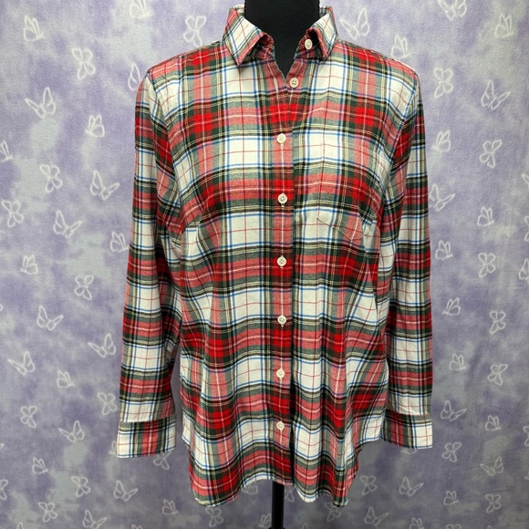 J.Crew Women's Red & Green Plaid Flannel Shirt NWT Size PM - Picture 1 of 5